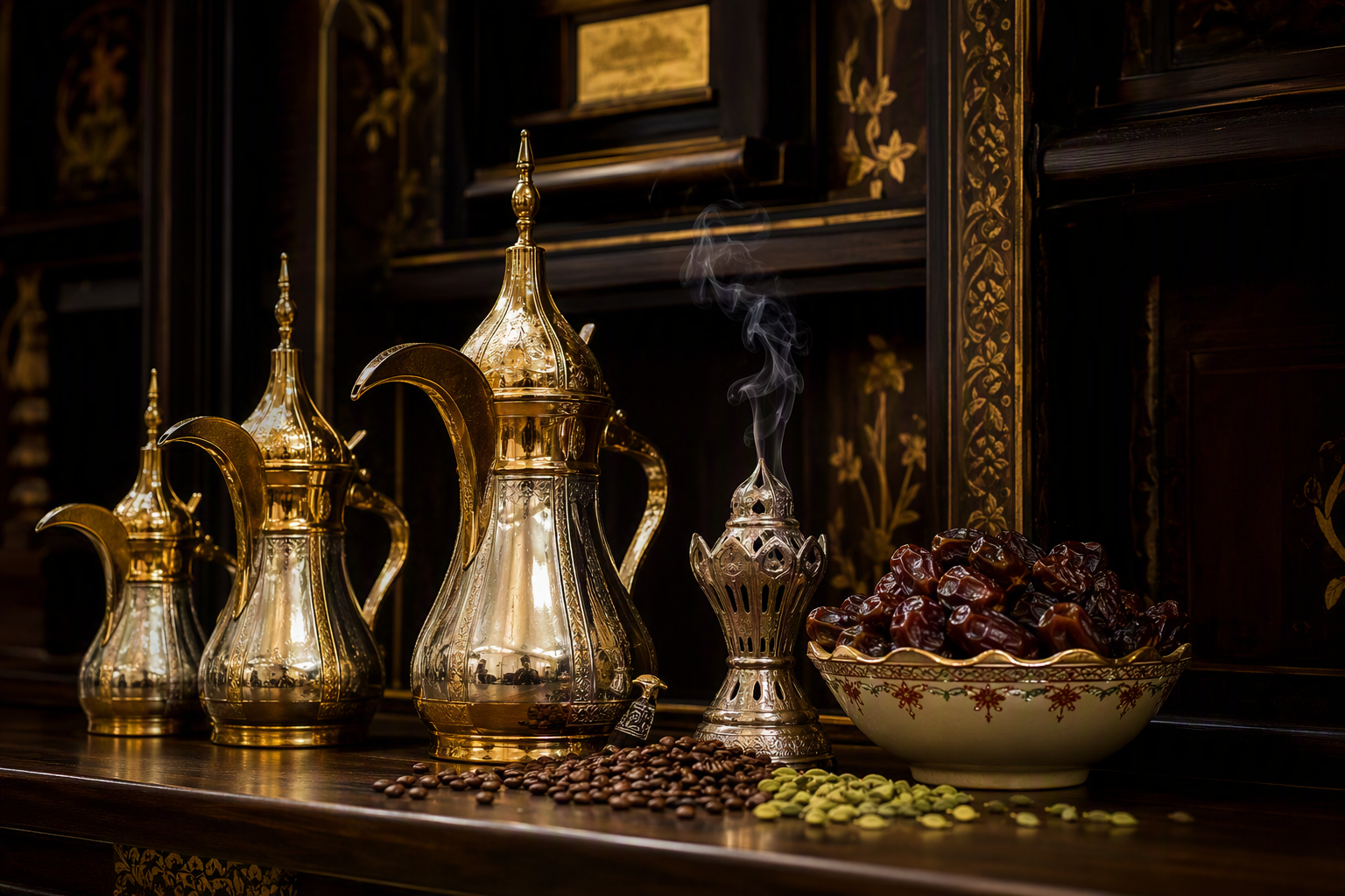 Traditional Arabic coffee and dates