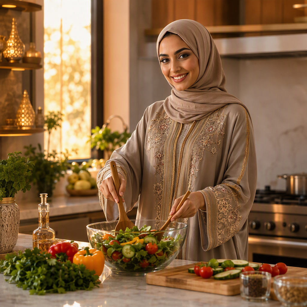 Homemaker cooking delicious food
