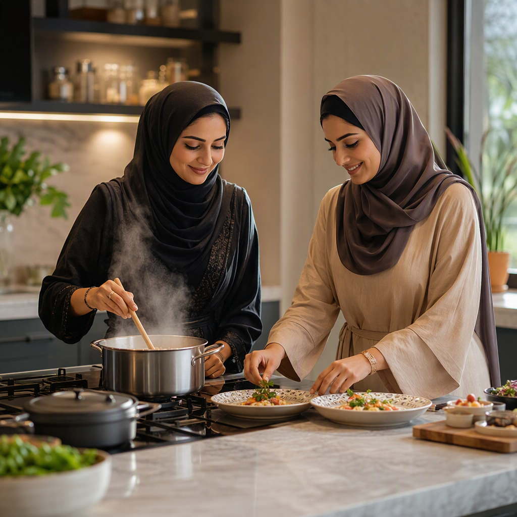 Homemaker cooking delicious food